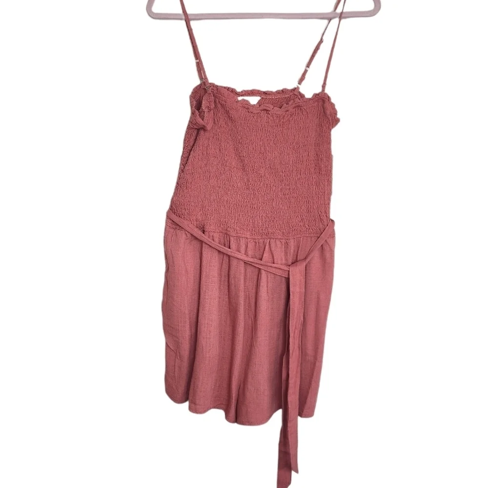 Bluenotes Rayon & Linen Blush Elastic Top Romper With Pockets Size XL NWT